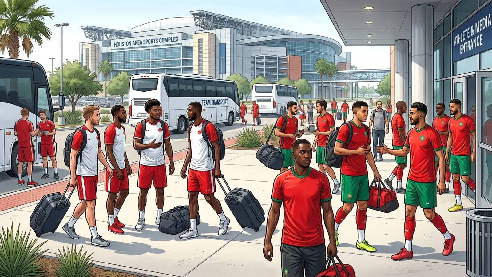 Canada và Morocco đổ bộ Houston, sẵn sàng tranh tài vòng 16 đội World Cup