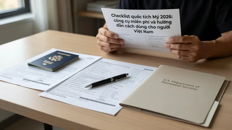 Checklist quốc tịch Mỹ 2026: công cụ miễn phí và hướng dẫn cách dùng cho người Việt