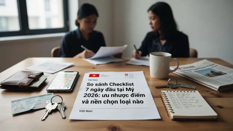 So sánh Checklist 7 ngày đầu tại Mỹ 2026: ưu nhược điểm và nên chọn loại nào